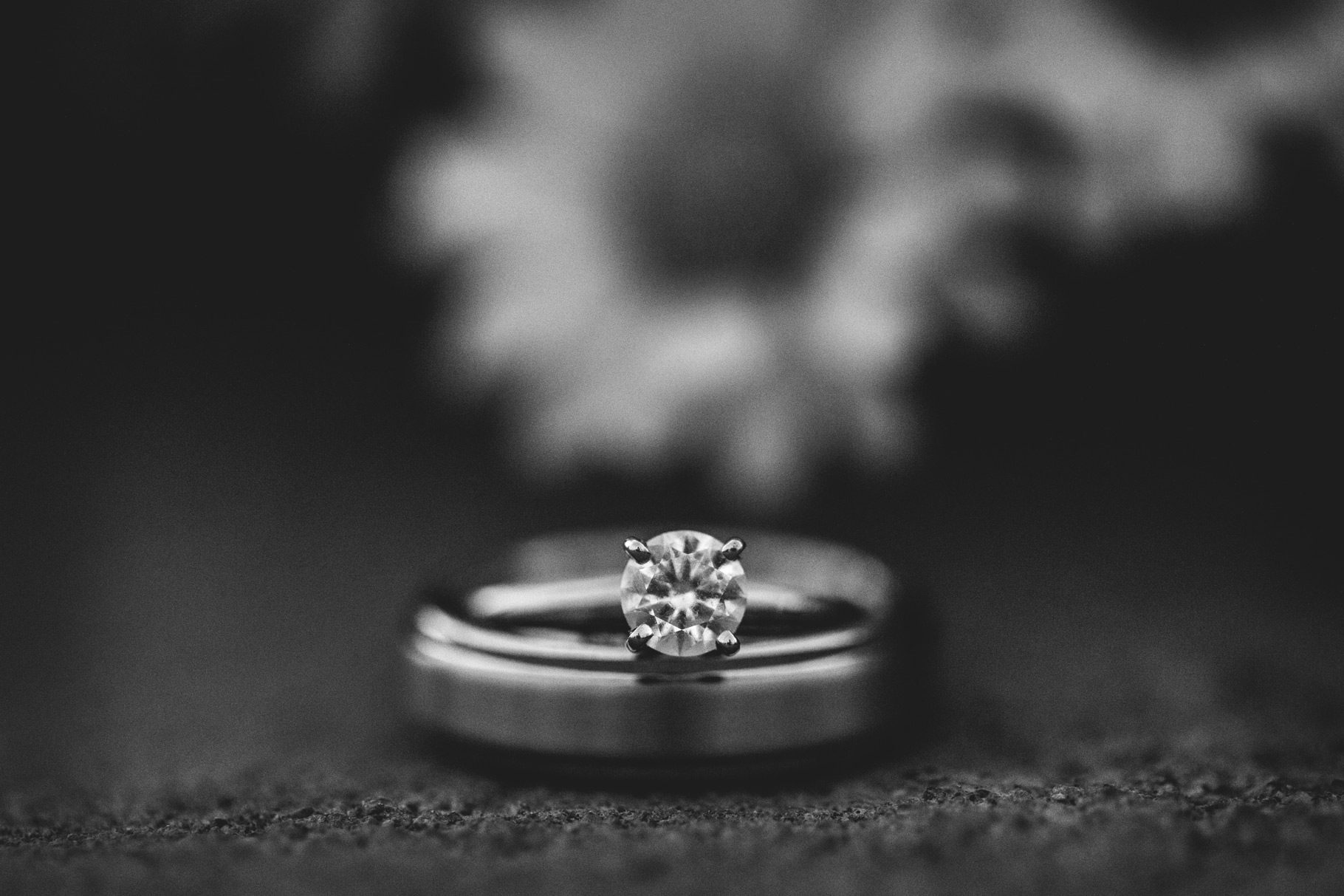 black and white wedding ring set